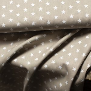 Bomullspoplin – Stjärnor – Beige, metervara
