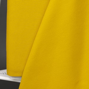 Ribbad jersey (trikå) enfärgad metervara – Senapsgul OEKO-TEX certifierad