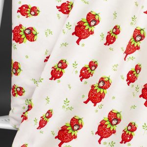 Jersey (trikå) – Glada jordgubbsbarn – Creme (GOTS)