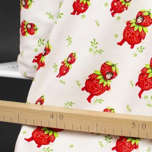 Jersey (trikå) - Glada jordgubbsbarn - Creme (GOTS)