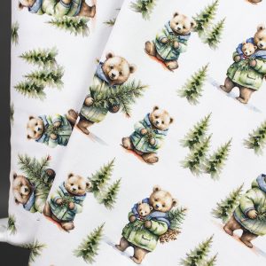 Jersey (trikå) – Björnfamilj i skogen – Offwhite (GOTS)