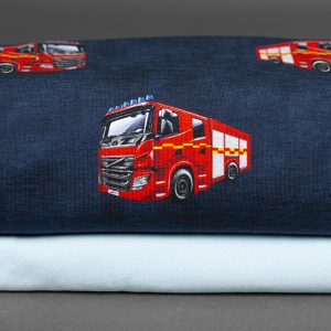 Paketerbjudande – Trikå brandbilar mörk jeans / College (soft sweat) ljusblå