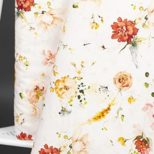 Bomullspoplin – Blomster – Offwhite
