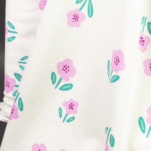 College (french terry) – Blommor – Offwhite