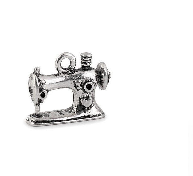 Blixtlåshänge symaskin 16x13mm - Silver