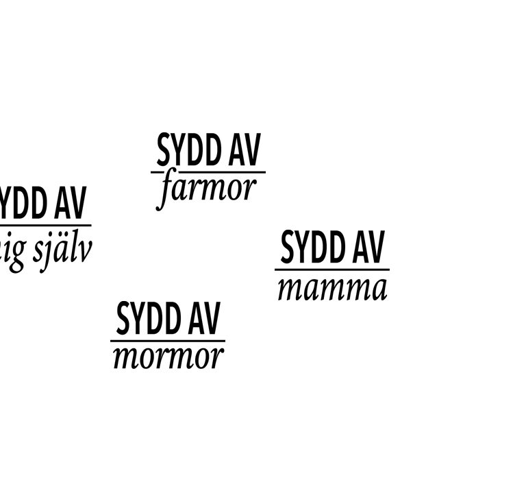 DTF textiltryck - Sydd av mamma, mormor, farmor, mig själv - Svart