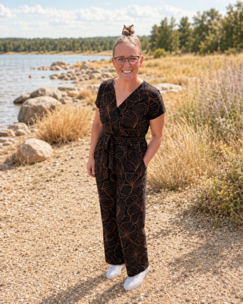 Plagg sytt i Jersey (trikå) - Abstrakta blommor