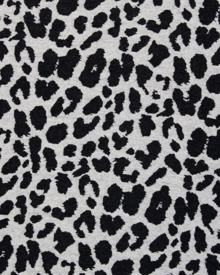 Jacquard-jersey (100% bomull) - Leoprint - Svart/naturvit