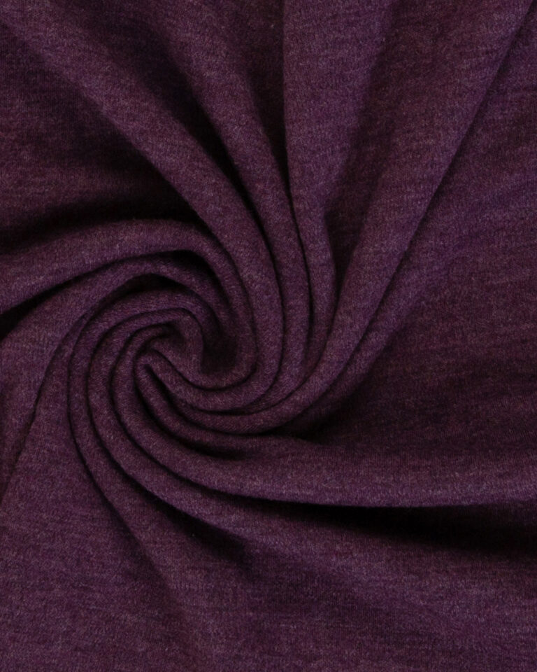 Merinoull interlock jersey (100% merinoull) - Aubergine