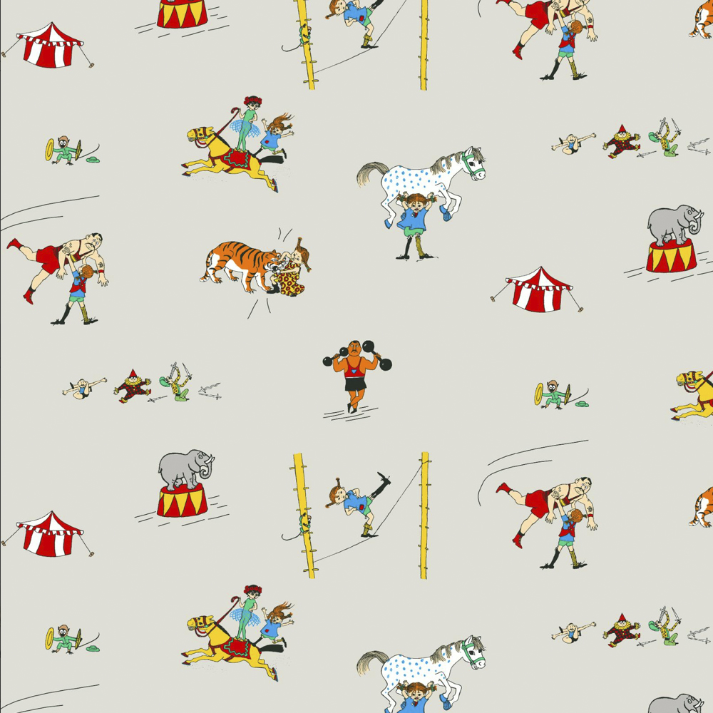 Jersey (trikå) - Pippi på cirkus - Gråbeige (GOTS)