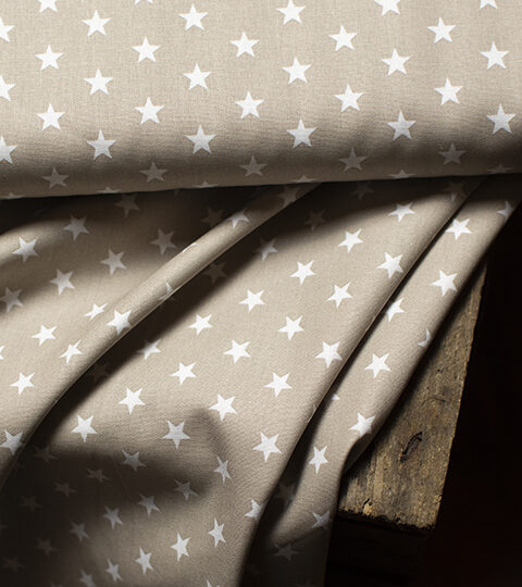 Bomullspoplin - Stjärnor — Beige