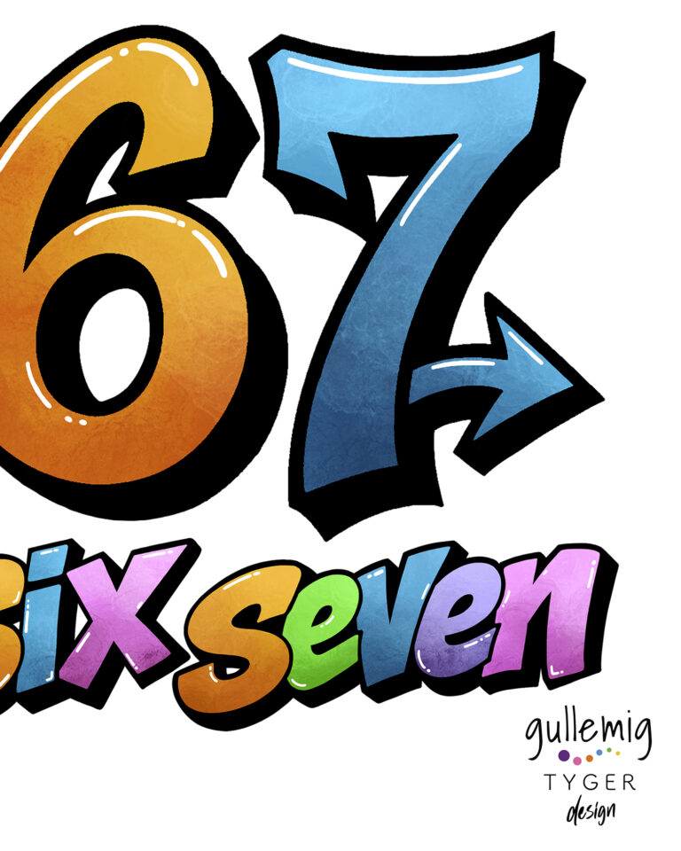 DTF textiltryck - 6 7 six seven - Flerfärgad (stryka eller pressa på)