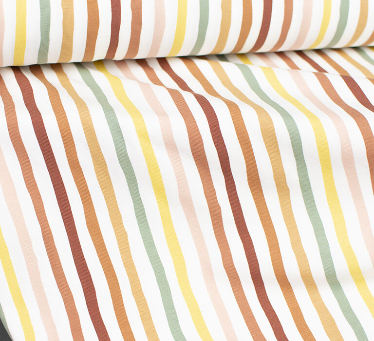 Jersey (trikå) - Rostiga ränder - Offwhite, ca 0,88m