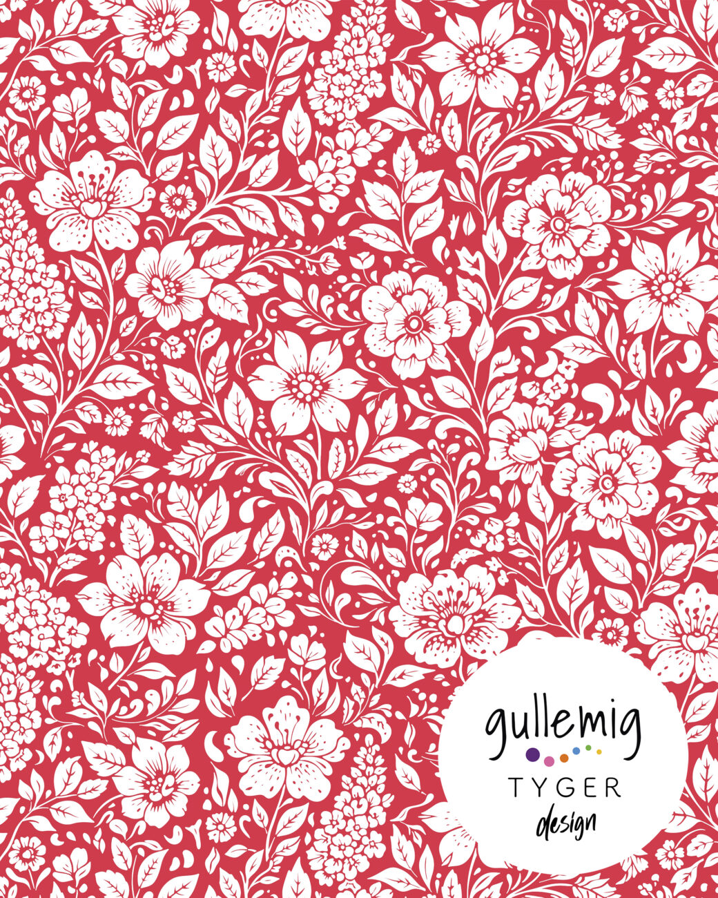 Jersey (trikå) - Blomster — Hallonröd