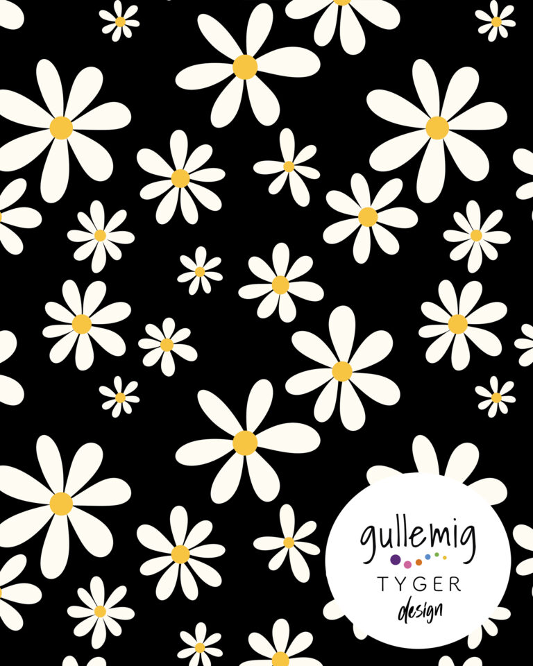 Jersey (trikå) - Blommor - Svart