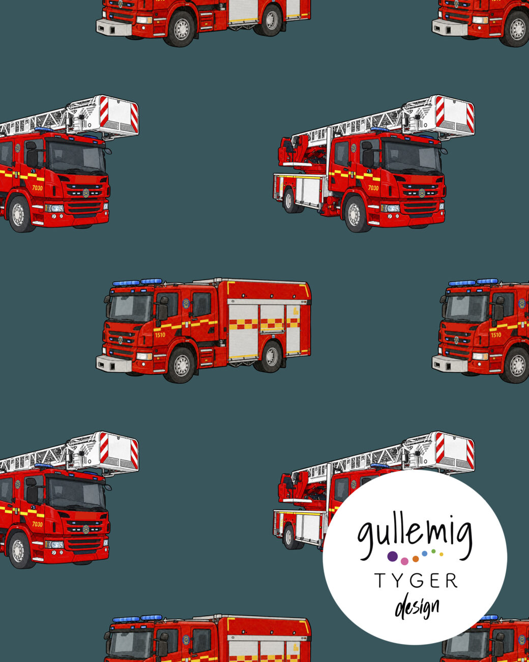 Jersey (trikå) - Brandbilar - Mörk stålblå (GOTS)