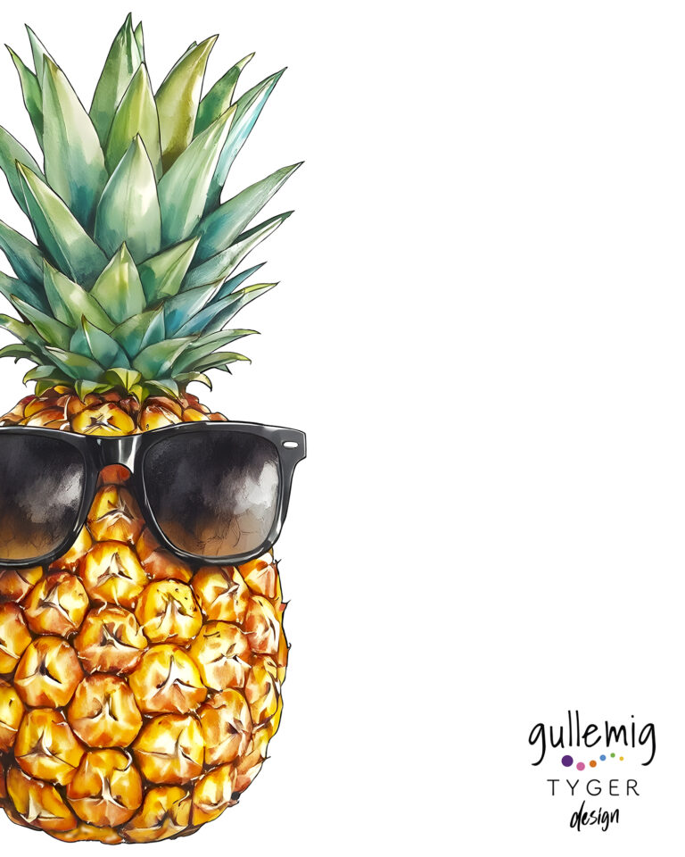 DTF textiltryck - Cool ananas (stryka eller pressa på)