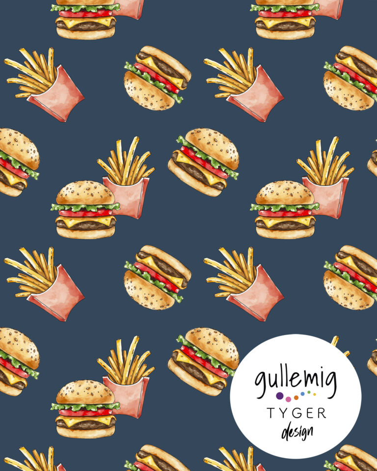 Jersey (trikå) - Hamburgare och pommes - Blå, ca 0,8m